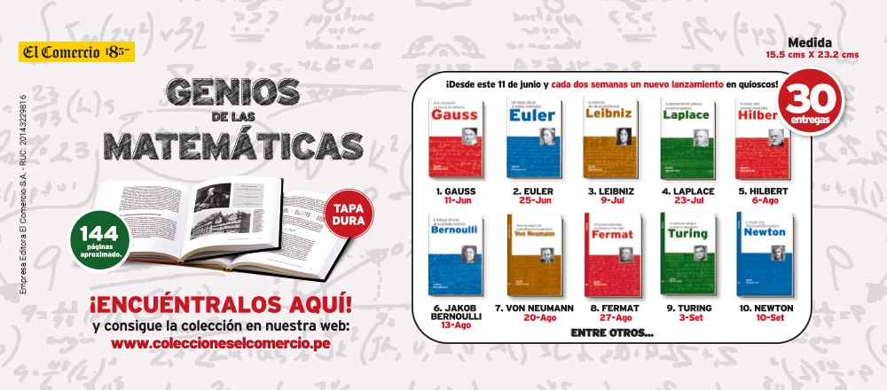 COLECCIONES | GENIOS DE LAS MATEMÁTICAS - El Comercio - Club De Suscriptores El Comercio Perú.